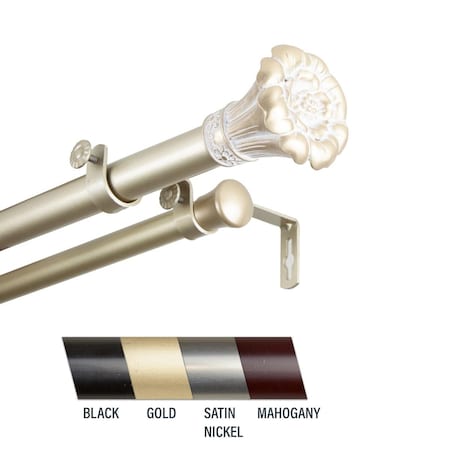 Central Design Flora 1 in. Double Curtain Rod, 28-48 in. - Gold CE437023